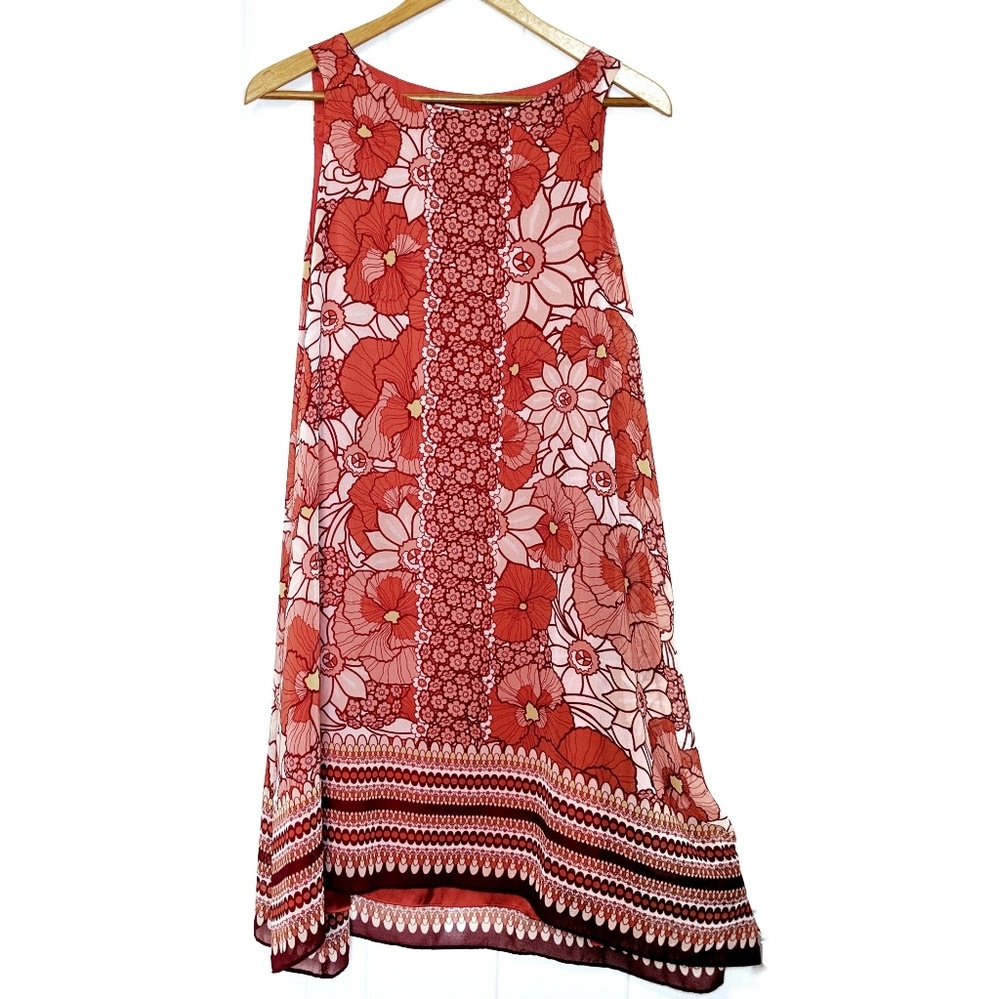 Max Studio Floral Shift Scarf Dress Floral SIZE S